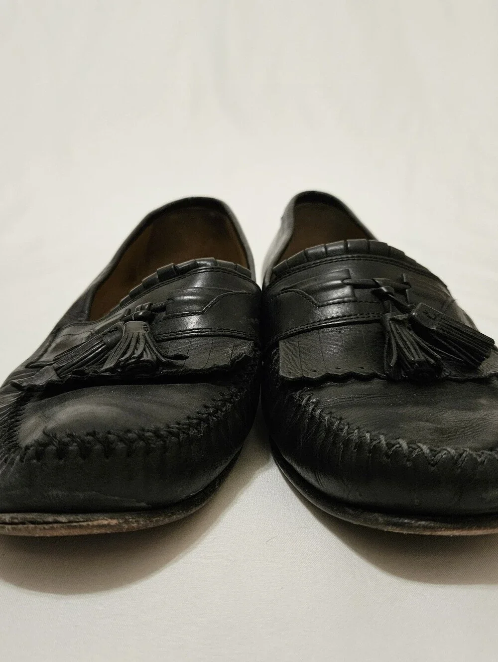 Johnston & Murphy Kiltie Tassel Loafers Black Mens 10.5 Slip On Shoes 15 0835